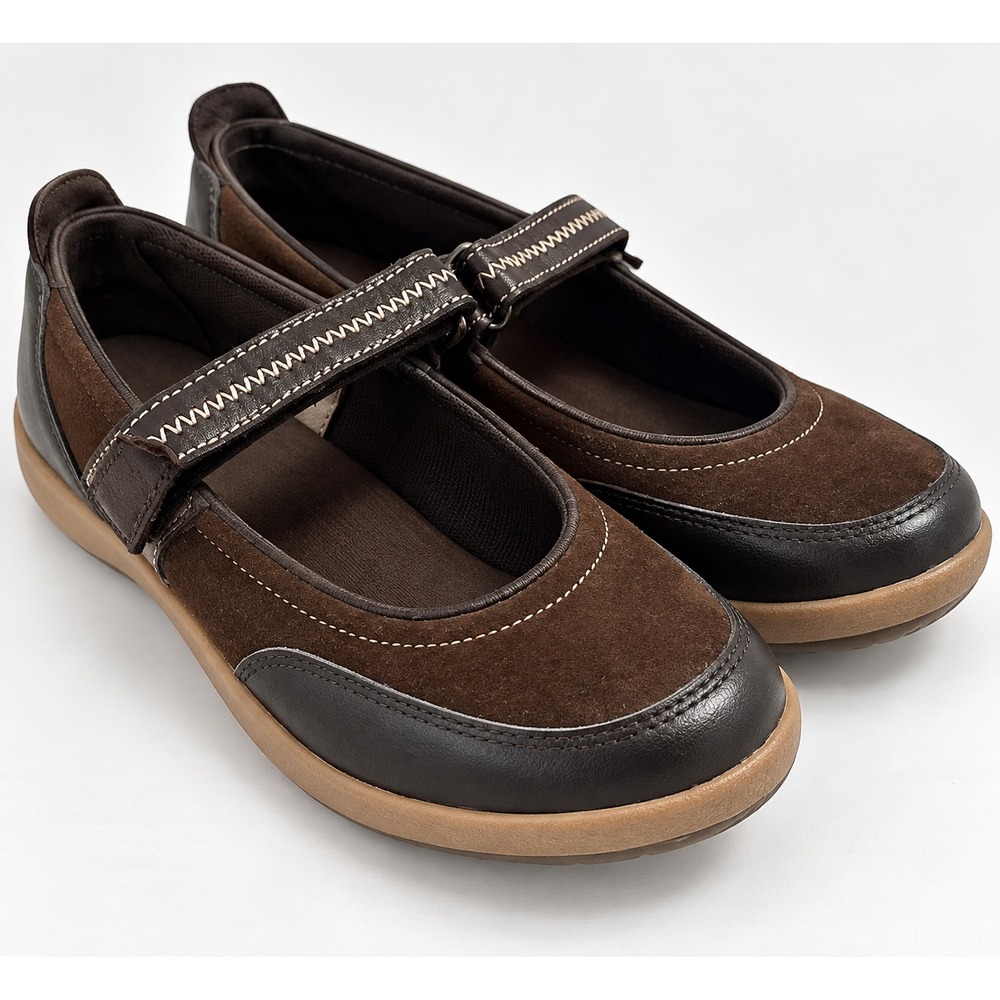LANDS' END Size 6.5 Shoes NEW Nature Tex 70 Brown Mary Jane Slip On Gorpcore